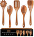 5 PCS Wooden Spoons for Cooking Natural Teak Kitchen Utensils Smooth Non-Stick Surface Cooking Utensils Set Soft Comfort-Grip Wooden Utensils for ...