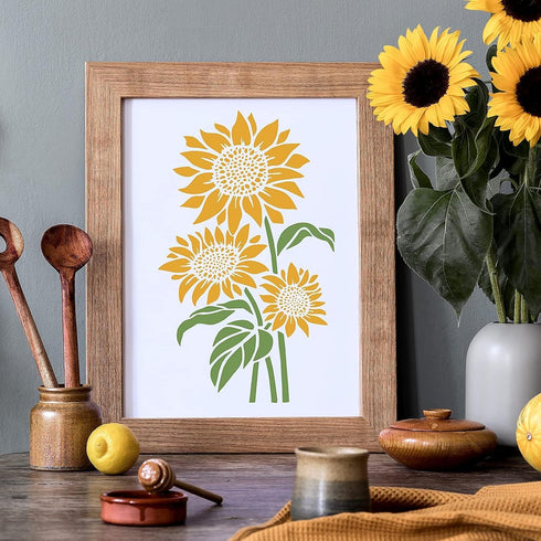 20 Pieces Sunflower Stencils Reusable Sunflowers Flower Stencils for Painting on Wood Wall Floral Stencil for Painting on Furniture,Canvas, Paper,...