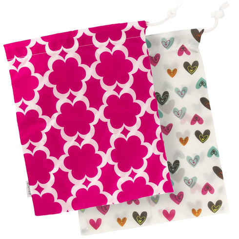 Kushies Baby On The Go Wet Bag, Doodle Hearts/Fuchsia Modern Flowers, Large...