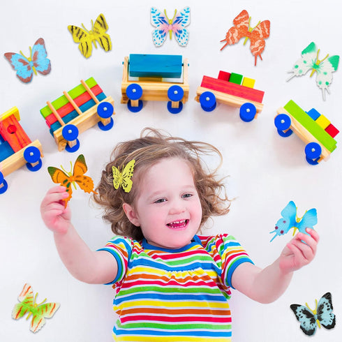 Plastic Butterflies Toy Butterflies Action Figures Art Lifelike Butterfly Decoration Removable Reusable for Party Favor Wall Decor, 12 Styles(36 P...