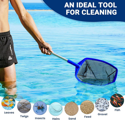 Pool Hot Tub Skimmer Spa Net - Pool Skimmer Net with Aluminum Pole, 26.4'', Ultra Fine Mesh Net Skimmer Rake, Swimming Pool Hand Leaf Skimmer Net,...