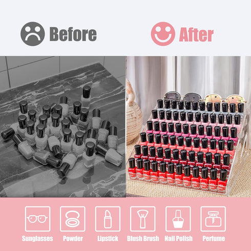 Nail Polish Organizer Sunglass Organizer - 5 Layers Nail Polish Holder Sunglass Holder - Acrylic Nail Polish Stand Sunglass Display Stand - Nail P...