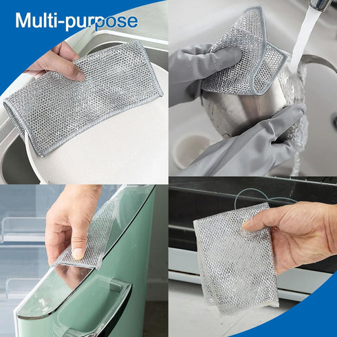 Multipurpose Wire Miracle Cleaning Cloths, Wire Dishwashing Rag, for Wet and Dry, Wire Cleaning Cloth, for Kitchen, Dishes, Sinks, Pots (6PCS - Si...