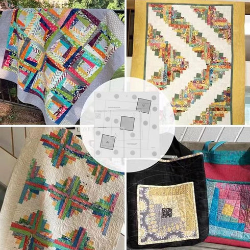 Log Cabin Trim Tool, Lightweight Grids Transparent Creative Easy to Read Quilting Ruler for Fabric Cutting (10 Inch)...