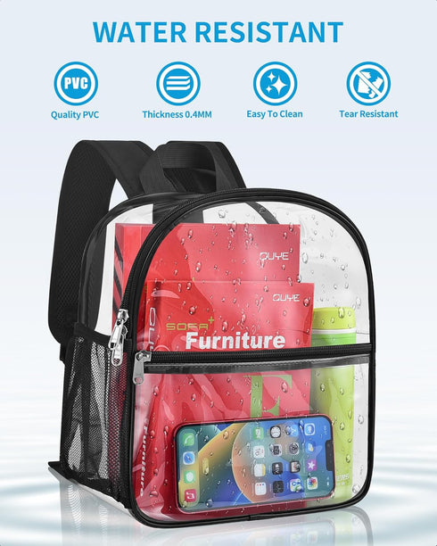 Paxiland Clear Backpack Stadium Approved 12×12×6 with Reinforced and Wider Shoulder Straps, Small Clear Bag for Schools, Concerts, Work, Festivals...