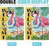 Welcome Summer Flamingo Decorative Garden Flag, Beach Coastal Swim Ring Tropical Palm Leaves Yard Outside Home Decoration, Hawaii Aloha Nautical O...