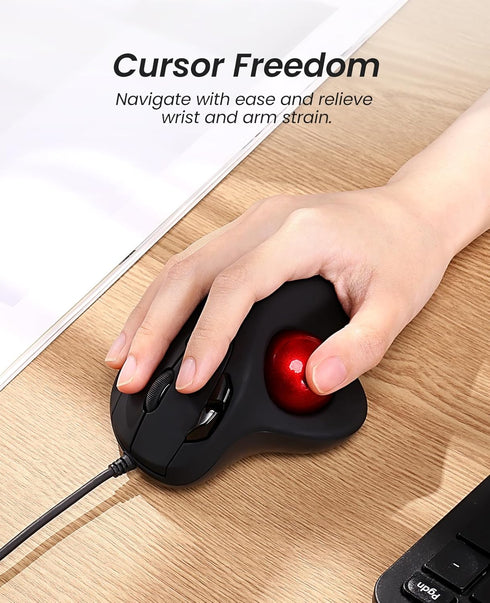 Nulea M509 Trackball Mouse Wired, Ergonomic Design, Easy Thumb Control, Precise & Smooth Tracking, 2-in-1 Interface (Type A &Type C), Compatible f...