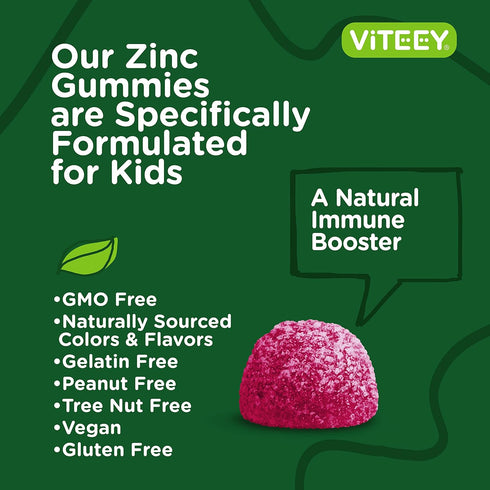 Zinc for Kids Gummies, 25mg - Immune Support for Kids & Teens - Powerful Natural Antioxidant, Kids Zinc Vitamin Supplement - Vegan, Gelatin Free, ...