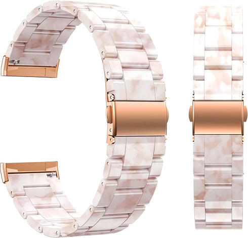 Compatible with Fitbit Versa 3/4, Sense Bands - Resin Watch Band - White - 21mm - Small to Medium - Fashion - Waterproof - Skin Friendly...