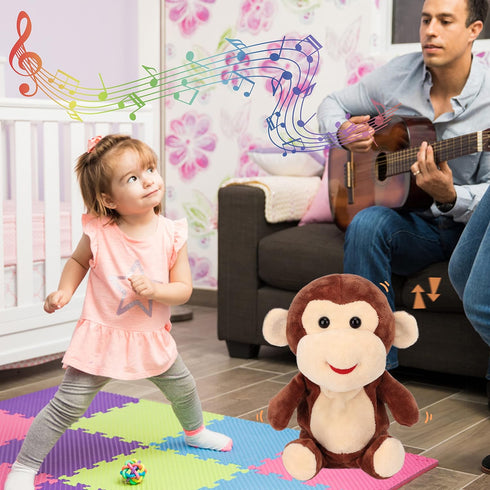 Easfan Talking Monkey Repeat What You Say Electric Nodding Plush Funny Interactive Speaking Toys Buddy Birthday Gifts for Kids Toddlers Brown,7’’...