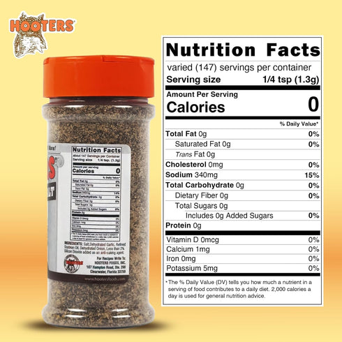 The Original Hooters Seasoning Salt - Garlic & Onion Flavored Blend for Every Dish - Versatile Use for Fries, Meats, Soups, Salads, and Seafood, 1...