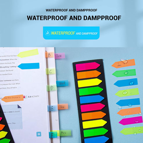 Fluorescent Translucent Sticky Note Flags, 2400 Pcs Total, Pack of 10 Color Tabs, Arrow Sticky Notes, Page Flag Markers, Arrow Index Tabs...