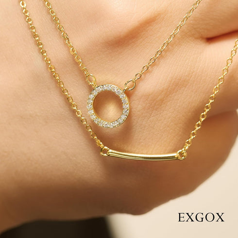 EXGOX Gold Necklace for Women,2PCS Silver Necklace for Women 14K Gold Plated Gold Layered Necklaces Cute Tiny Pendant Heart Butterfly Layering Nec...
