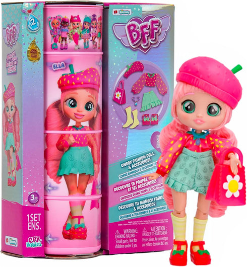 Cry Babies BFF Ella Fashion Doll with 9+ Surprises including Outfit and Accessories for Fashion Toy, Girls and Boys Ages 4 and Up, 7.8 Inch Doll, ...
