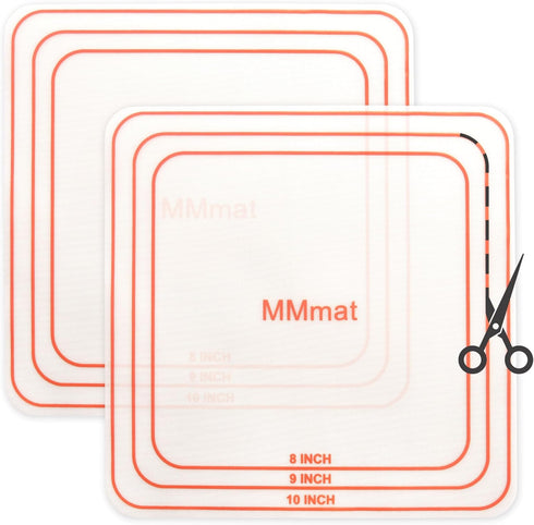 Silicone Baking Mat, Set of 2 Square Non-Stick Cuttable Baking Mats 8/9/10 inches - Best German Silicone...