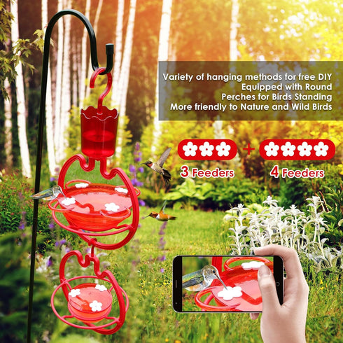 ORIENTOOLS Hummingbird Feeders for Outdoors Hanging 13oz Plastic Humming Birds Feeders with Ant Moat friendly to nature and Wild Birds with 7 Flow...