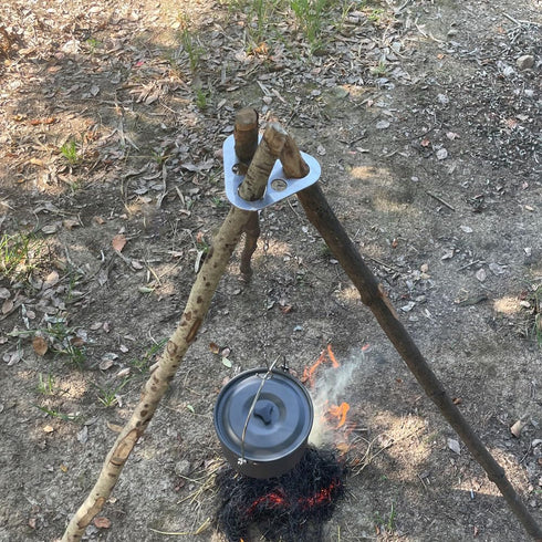Camping Tripod Board?Turn Branches into Campfire Tripod ?Stainless Steel Campfire Support Plate with Adjustable Chain?for Hanging Cookware,Portabl...