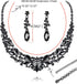 FIASASO Black Bridal Jewelry Set for Women Rhinestone Wedding Necklace Bracelet Dangle Earrings for Bride Bridesmaid Prom Jewelry Accessories...