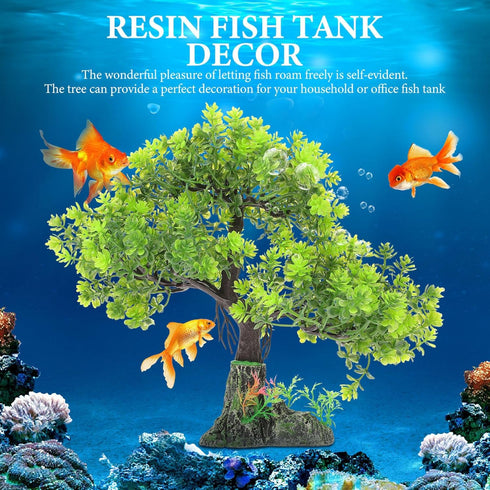 POPETPOP Artificial Aquarium Plant Plastic Water Plant Tree Fish Tank Bonsai Ornament Fish Tank Hideout Sushi Plate Decor for Aquarium Terrarium L...