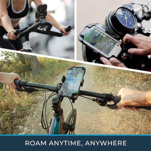 Roam Universal Cell Phone Holder Net Mount - Adjustable Up to 3.6" W x 7" L - 360° Rotation - Hands Free Navigation System for Motorcycle eBike Di...