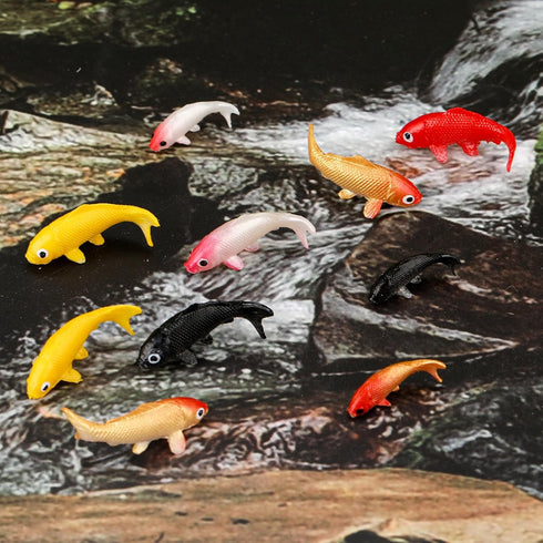 Mini Koi Fish 20 Pcs Goldfish Figurines Miniature Tiny Carps Garden Supplies, Plastic Fish Figures Small Goldfish Miniature Carp Ornament Garden D...
