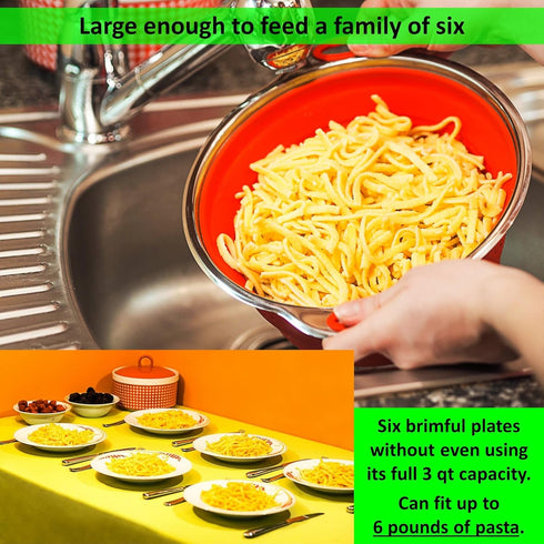 Collapsible Colander and Funnel - Stainless Steel Meets Red Silicone. RV Accessories for Inside, Camper Organization and Storage Idea, Motorhome, ...