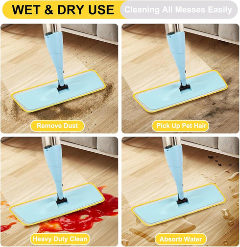 8 Pack Microfiber Spray Mop Replacement Heads for Wet/Dry Mops Reusable Replacement Refills Fits for Bona Hardwood Floor Replacement Cleaning Head...