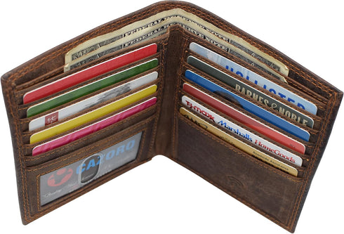 RFID Blocking Bifold Hipster Credit Card Wallet Premium Lambskin Leather (Vintage)...