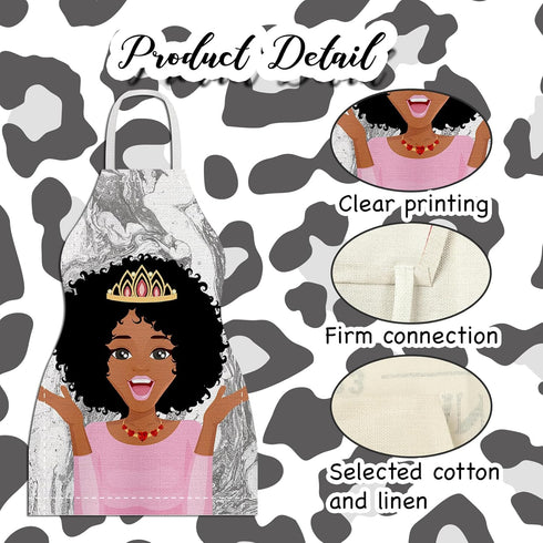 4 Pcs African Women Aprons Waterproof African American Queen Aprons Adjustable Black Women Girl Aprons Kitchen Chef Aprons for Baking Grilling Gar...