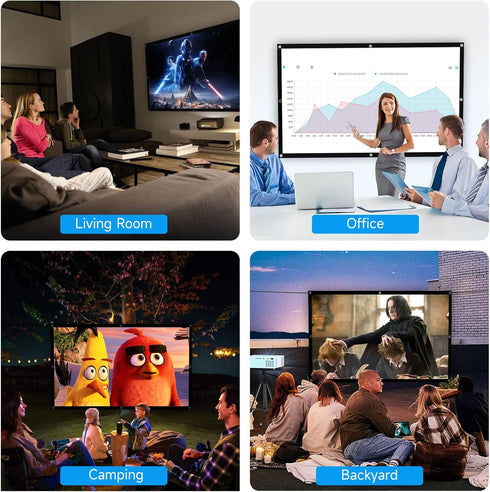 Projector Screen 100 inch, 4K Movie Projector Screen 16:9 HD Foldable and Portable Anti-Crease Indoor Outdoor Double Sided Video Projector Screen ...
