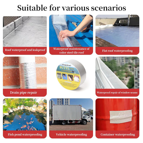 Butyl Tape Waterproof Sealing Aluminum Foil Tape Butyl Sealant Tape for RV Repair, Window, Glass & EDPM Roof Leak Patching, Boat and Pipe Sealing ...
