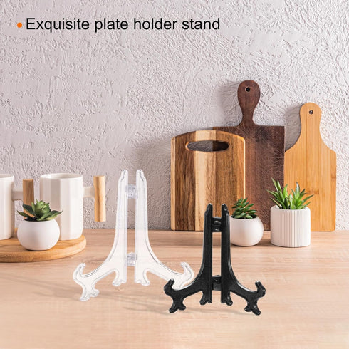 uxcell 4" Acrylic Plate Stands for Display Easels Stand Display Stand Acrylic Plate Holder for Card Easel Photo Frame Desktop Black 12Pcs...