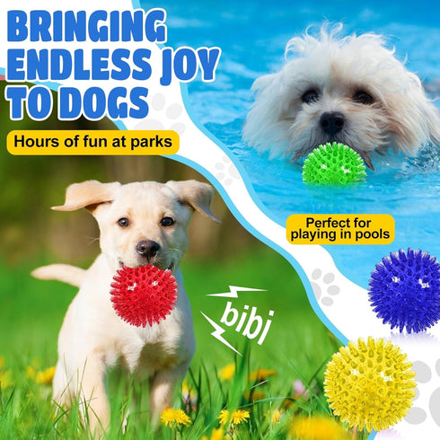 Light Up Squeaky Dog Balls: Led Dog Balls for Aggressive Chewers Puppy Chew Toys for Teething - Spikey Dog Balls for Small, Medium, Large Dogs...