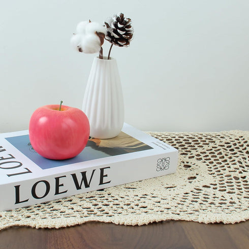 kilofly Crochet Cotton Lace Table Placemats Doilies Set, 2pc, Oblong, Beige,15 x 23 inch...