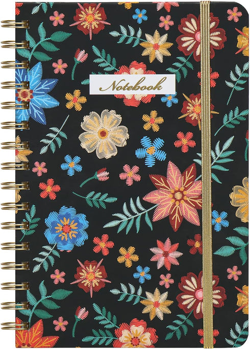 EOOUT Spiral Notebook, A5 Hardcover Spiral Journal for Women, 5.7x8.5 Inches, 160 pages, Cute Floral Notebook, Lined Journal for Gifts Office Scho...