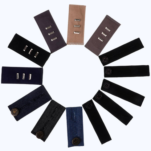 13 Pcs Waist Extenders Set Elastic Waist Extenders Adjustable Button Expanders for Women Men Pregnancy Jeans Skirt Trousers Collar Dress, 3 Types...