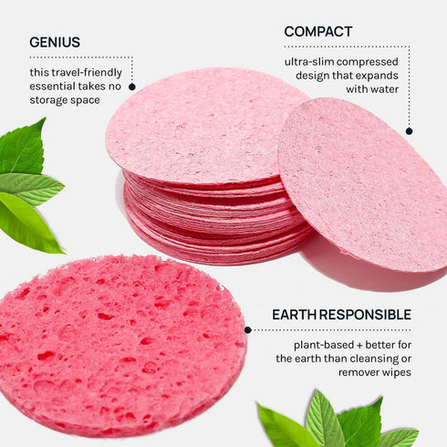 AOA Studio 100-Count Compressed Facial Sponges 100% Natural Cosmetic Spa Sponges for Facial Cleansing, Exfoliating Mask, Remove for Makeup, Dead S...