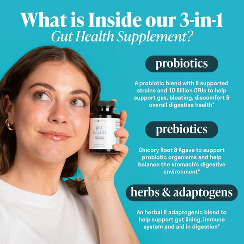 All-in-One Gut Health w/Probiotics, Prebiotics, Digestion-Supporting Herbs, and Adaptogens - Leaky Gut Repair Formula to Support Gut Lining, Aid i...