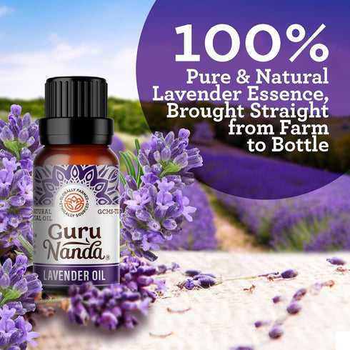 GuruNanda Lavender Essential Oil - 100% Pure, Natural and Undiluted Oil for Massage & DIY Recipes- Premium Diffuser Oil for Aromatherapy (Pack of ...