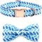 Dog Collar, Blue Print Adjustable Dog Bow Collar Boy Pet Collar Dog Bowtie Duarble Dog Collars for Small Medium Large Dogs...