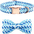 Dog Collar, Blue Print Adjustable Dog Bow Collar Boy Pet Collar Dog Bowtie Duarble Dog Collars for Small Medium Large Dogs...