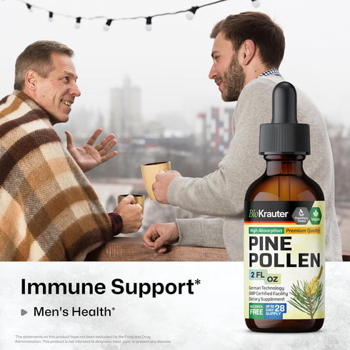 Pine Pollen Tincture - Organic Pine Pollen Powder Liquid Extract for Immune Support - Alcohol & Sugar Free Natural Herbal Supplement - Vegan Pine ...