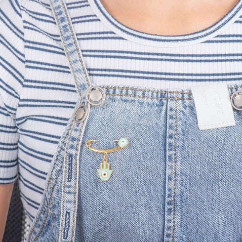 MANVEN Hamsa Evil Eye Stroller Pin Lucky Protection Clothes Brooch Diaper Bag Pin Birthday Gift...