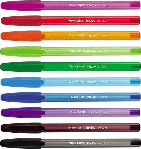 Paper Mate InkJoy 100ST Ballpoint Pens | Medium Point (1.0mm) | Fun Colours | 10 Count...