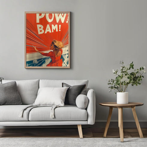 Posterizer 1 pcs-comic book inspired-dramatic "POW" or "BAM" action scene-Art in Pop Style Gift for Superhero, Comic Book Fans Decor for Home & Of...