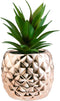Porcelain Potted Artificial Succulent 7.8" Pineapple Ananas Plant Home Office Kitchen Window Bathroom Decoration (Rose Gold)...