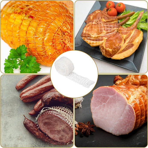 5m Meat Netting Roll, Size 18 Elastic Turkey Ham Ham Press Mold for Deli Meats Cooking Wrapping Mesh Poultry Ham Netting Smoked Meat Butcher Twine...