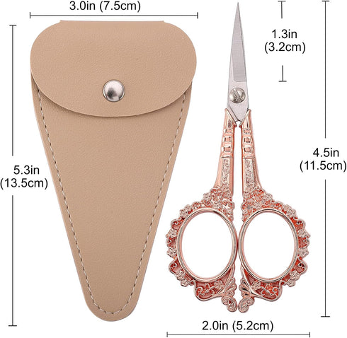 Sewing Scissors Embroidery Scissors, 4.5in Rose Gold Crochet Scissor with Sheath for Craft Cross Stitch Needlework Artwork Thread Yarn Cutting...