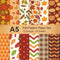 Whaline 60 Sheets Autumn Pattern Paper 5.5 x 8.3 inch Fall Leaves Pumpkin Plaid Craft Paper Double-Sided Origami Paper for Thanksgiving Card Makin...