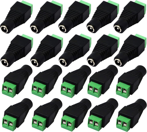 zdyCGTime DC 5.5 X 2.1mm Adapter 2.1 X5.5mm Female Barrel Power Jack to 2 Pin/Way Female Bolt Screw Type terminals Adapter Connector for CCTV Secu...